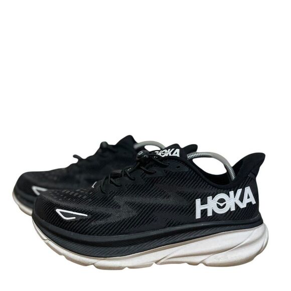 Hoka One One Clifton 9 Black And White Lace Up Running Shoes Men\'s Sz 10.5D main image 6